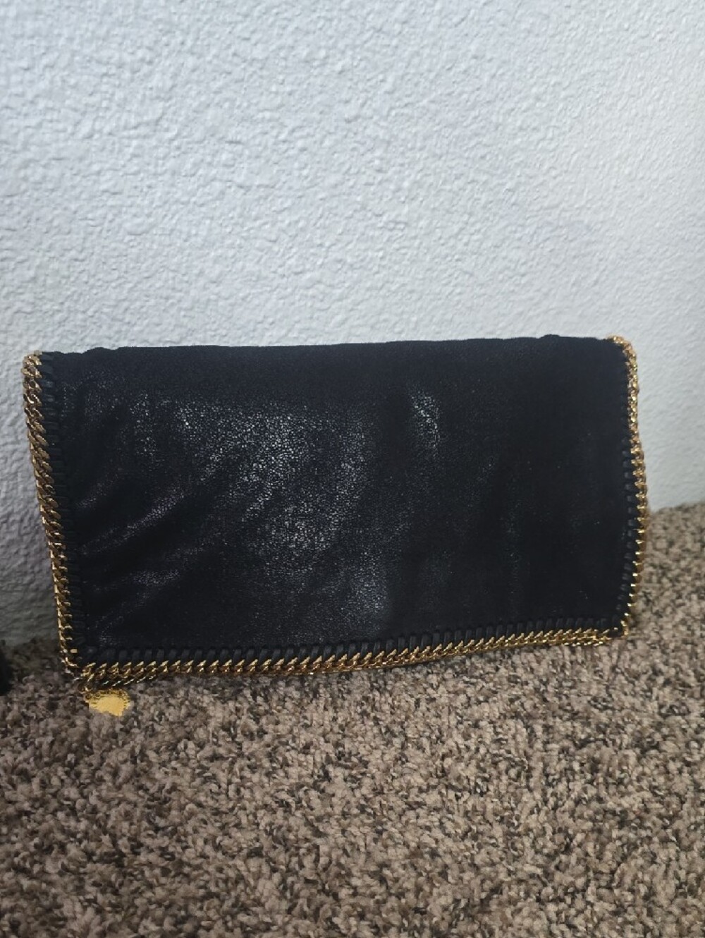 Stella McCartney Black Falabella Shaggy Deer Fold-Over Clutch W Gold (NWOT) 🖤✨️ - Picture 5 of 13